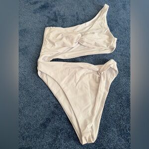 One-Shoulder White Swimsuit